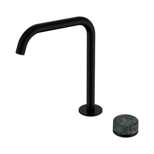 Serenity Progressive Bath or Kitchen Mixer Edge Spout with Verde Alpi Handle Matte Black [309047]