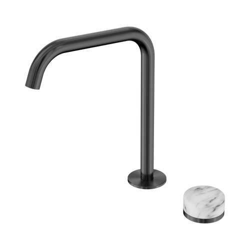 Serenity Progressive Bath or Kitchen Mixer Edge Spout with Arabescato Corchia Handle Gunmetal [308860]