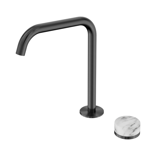 Serenity Progressive Bath or Kitchen Mixer Edge Spout with Arabescato Corchia Handle Gunmetal [308860]
