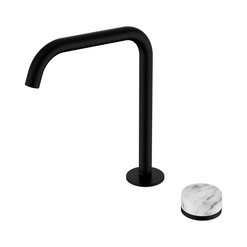 Serenity Progressive Bath or Kitchen Mixer Edge Spout with Arabescato Corchia Handle Matte Black [309221]