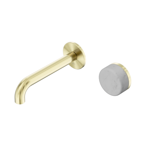 Serenity Progressive Wall Basin Mixer 160mm Spout with Carrara Handle Brushed Gold [308840]