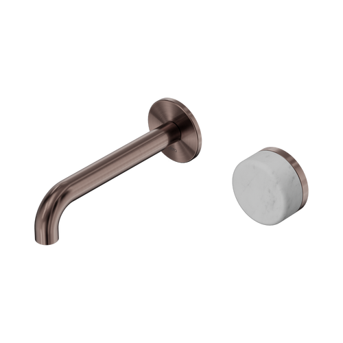 Serenity Progressive Wall Basin Mixer 160mm Spout with Carrara Handle Brushed Bronze [309118]