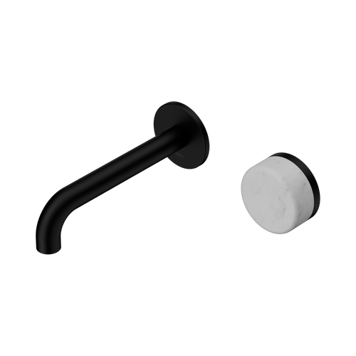 Serenity Progressive Wall Basin Mixer 160mm Spout with Carrara Handle Matte Black [308905]