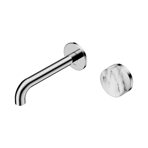 Serenity Progressive Wall Basin Mixer 160mm Spout with Arabescato Corchia Handle Chrome [309033]