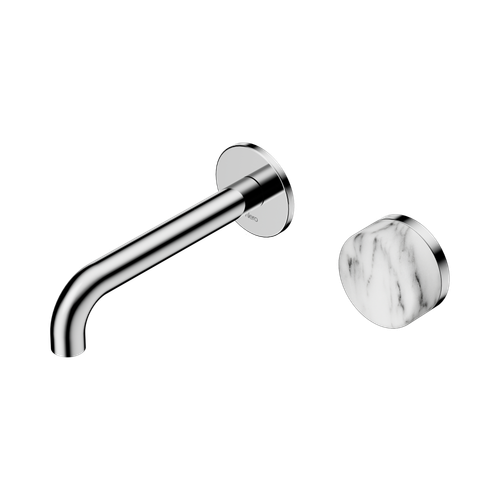 Serenity Progressive Wall Basin Mixer 160mm Spout with Arabescato Corchia Handle Chrome [309033]