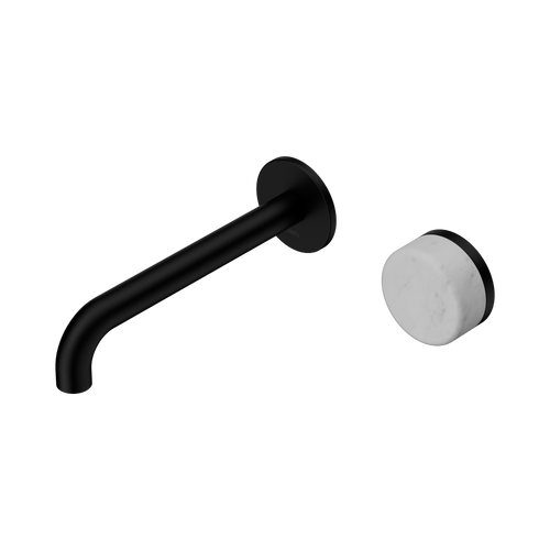 Serenity Progressive Wall Basin Mixer 185mm Spout with Carrara Handle Matte Black [308844]