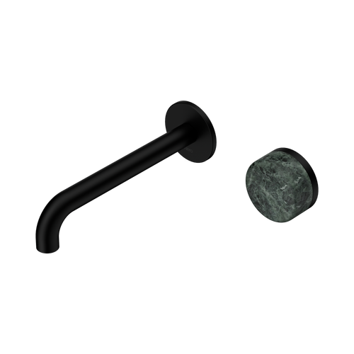 Serenity Progressive Wall Basin Mixer 185mm Spout with Verde Alpi Handle Matte Black [308950]