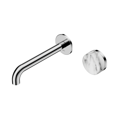 Serenity Progressive Wall Basin Mixer 185mm Spout with Arabescato Corchia Handle Chrome [309034]
