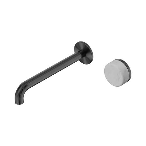 Serenity Progressive Wall Basin Mixer 220mm Spout with Carrara Handle Gunmetal [308888]