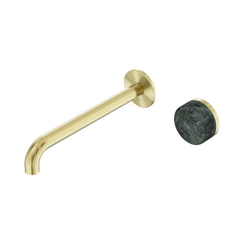 Serenity Progressive Wall Basin Mixer 220mm Spout with Verde Alpi Handle Brushed Gold [309136]