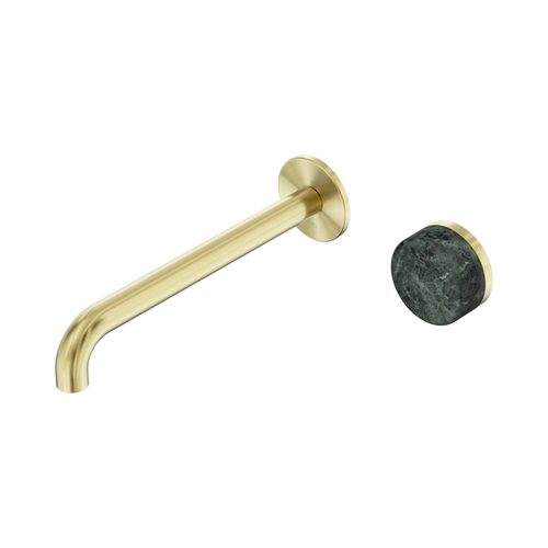 Serenity Progressive Wall Basin Mixer 220mm Spout with Verde Alpi Handle Brushed Gold [309136]