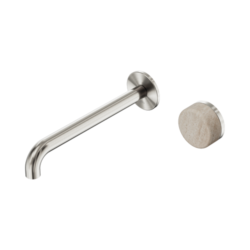 Serenity Progressive Wall Basin Mixer 220mm Spout with Rome Travertine Handle Brushed Nickel [309005]