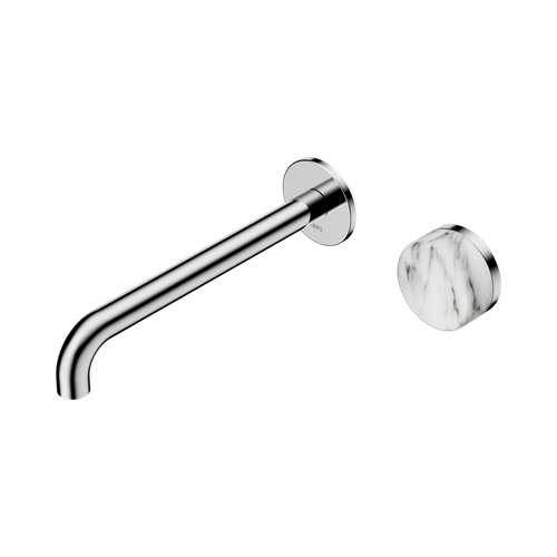 Serenity Progressive Wall Basin Mixer 220mm Spout with Arabescato Corchia Handle Chrome [308887]