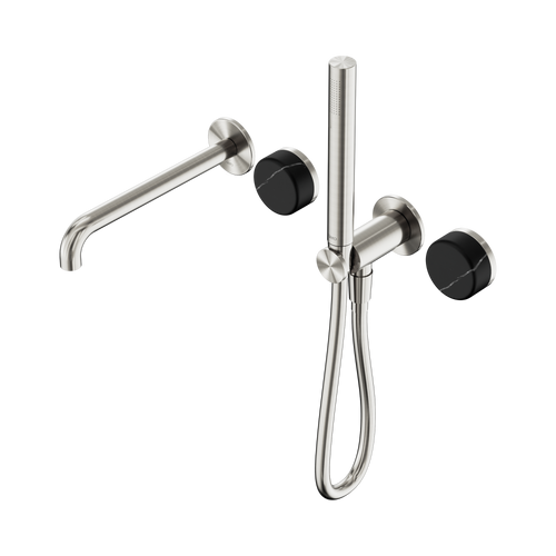 Serenity Progressive Shower System with Spout with Marquina Black Handle and Slim Shower Brushed Nickel [308980]