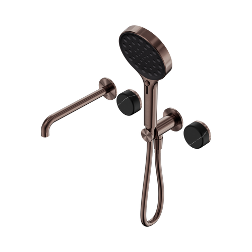 Serenity Progressive Shower System with Spout with Marquina Black Handle and Serenity Hand Shower Brushed Bronze [309100]