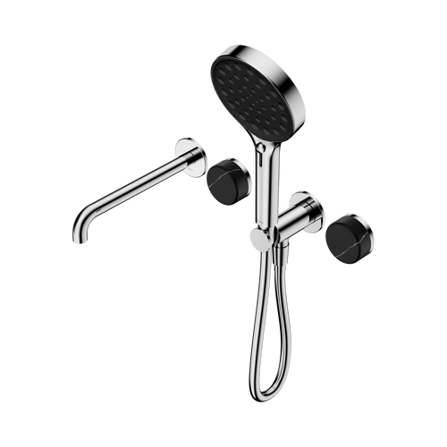 Serenity Progressive Shower System with Spout with Marquina Black Handle and Serenity Hand Shower Chrome [309092]