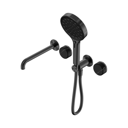 Serenity Progressive Shower System with Spout with Marquina Black Handle and Serenity Hand Shower Gunmetal [308943]