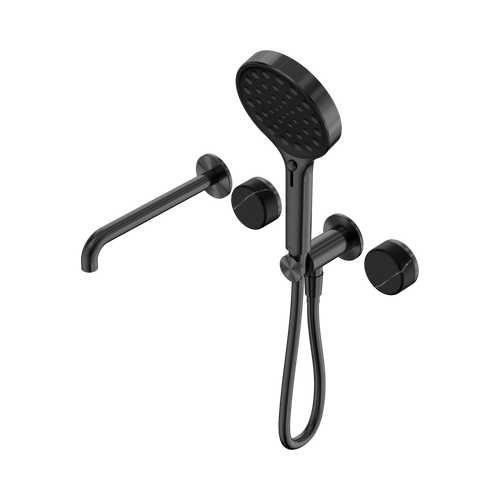 Serenity Progressive Shower System with Spout with Marquina Black Handle and Serenity Hand Shower Gunmetal [308943]