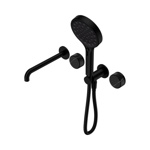 Serenity Progressive Shower System with Spout with Marquina Black Handle and Serenity Hand Shower Matte Black [308969]