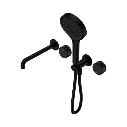 Serenity Progressive Shower System with Spout with Marquina Black Handle and Serenity Hand Shower Matte Black [308969]