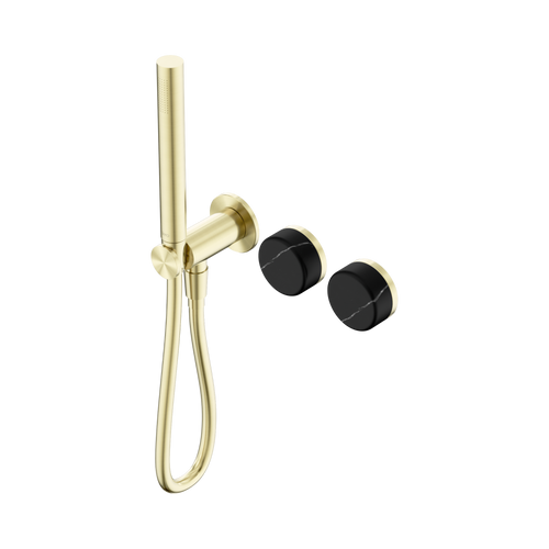 Serenity Progressive Shower System with Marquina Black Handle and Slim Shower Brushed Gold [309031]