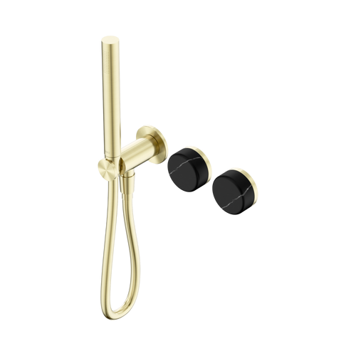 Serenity Progressive Shower System with Marquina Black Handle and Slim Shower Brushed Gold [309031]