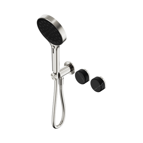 Serenity Progressive Shower System with Marquina Black Handle and Serenity Hand Shower Brushed Nickel [309023]