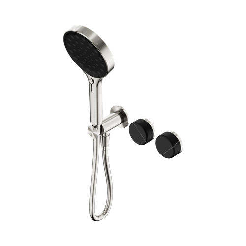 Serenity Progressive Shower System with Marquina Black Handle and Serenity Hand Shower Brushed Nickel [309023]