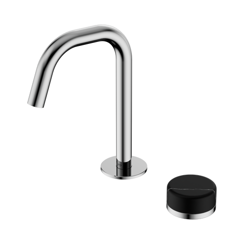 Serenity Progressive Basin Mixer Edge Spout with Marquina Black Handle Chrome [309024]