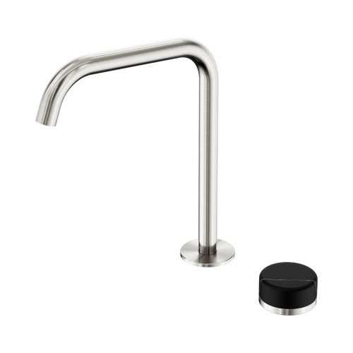 Serenity Progressive Bath or Kitchen Mixer Edge Spout with Marquina Black Handle Brushed Nickel [308865]