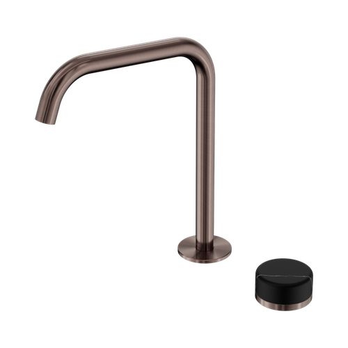 Serenity Progressive Bath or Kitchen Mixer Edge Spout with Marquina Black Handle Brushed Bronze [308978]