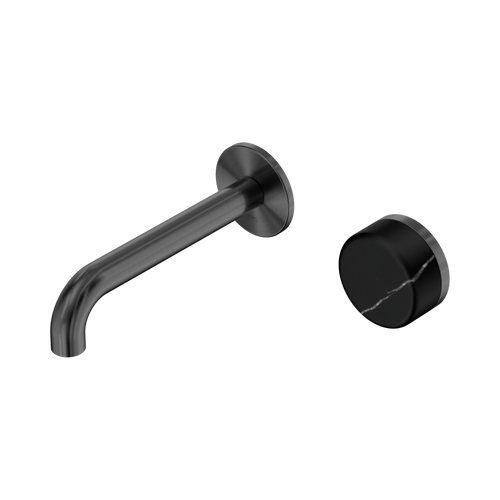 Serenity Progressive Wall Basin Mixer 160mm Spout with Marquina Black Handle Gunmetal [308935]