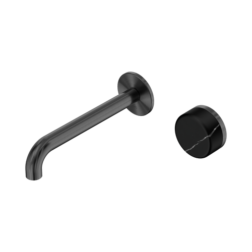 Serenity Progressive Wall Basin Mixer 185mm Spout with Marquina Black Handle Gunmetal [309113]