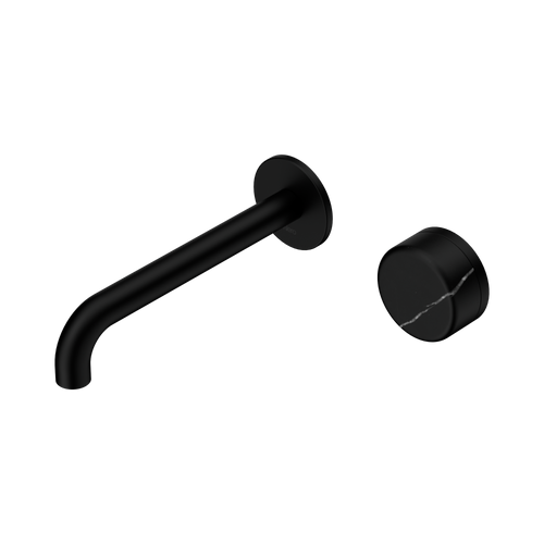 Serenity Progressive Wall Basin Mixer 185mm Spout with Marquina Black Handle Matte Black [308856]