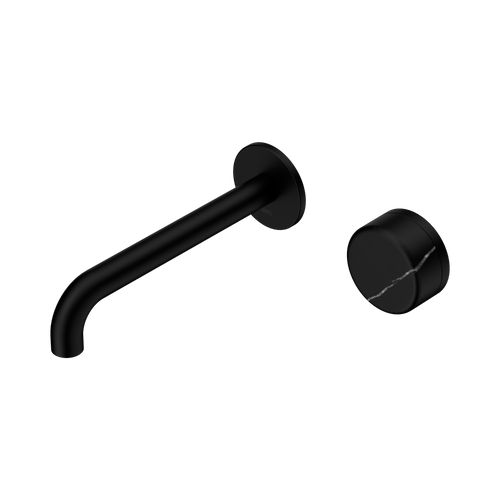 Serenity Progressive Wall Basin Mixer 185mm Spout with Marquina Black Handle Matte Black [308856]
