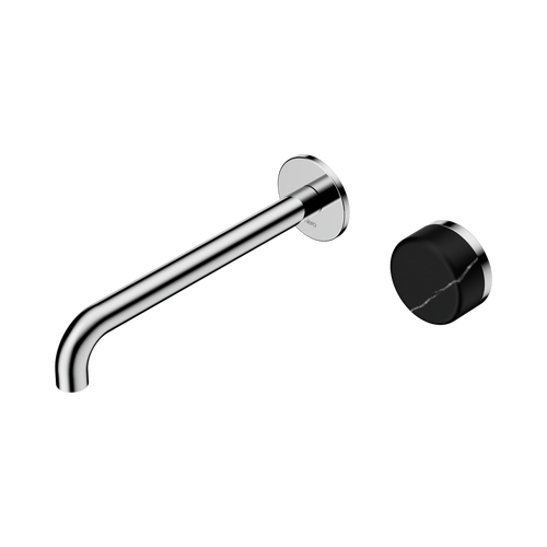 Serenity Progressive Wall Basin Mixer 220mm Spout with Marquina Black Handle Chrome [308878]