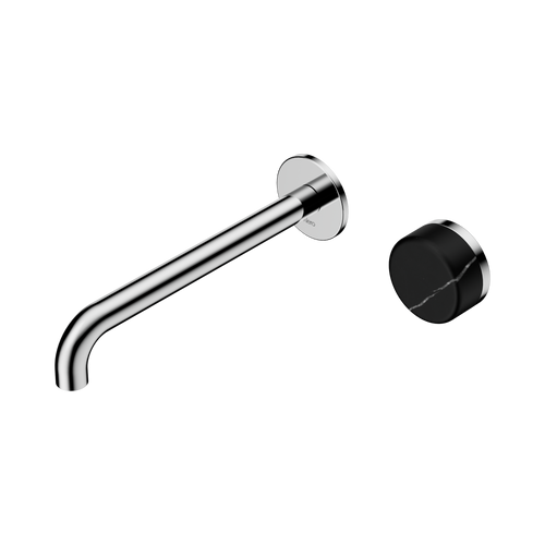 Serenity Progressive Wall Basin Mixer 220mm Spout with Marquina Black Handle Chrome [308878]