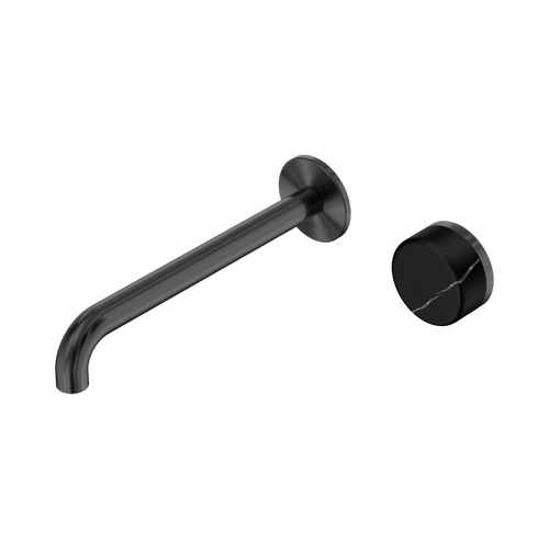 Serenity Progressive Wall Basin Mixer 220mm Spout with Marquina Black Handle Gunmetal [308842]