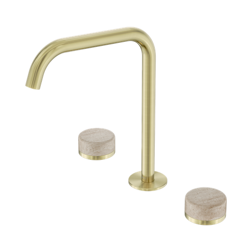 Serenity Bath or Kitchen Set Edge Spout with Rome Travertine Handle Brushed Gold [309308]