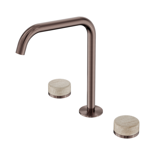 Serenity Bath or Kitchen Set Edge Spout with Rome Travertine Handle Brushed Bronze [309284]
