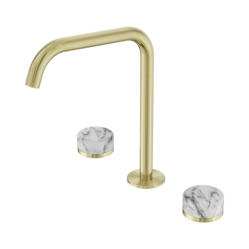 Serenity Bath or Kitchen Set Edge Spout with Arabescato Corchia Handle Brushed Gold [309311]