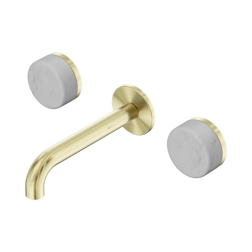 Serenity Wall Basin Set 160mm Spout with Carrara Handle Brushed Gold [309281]