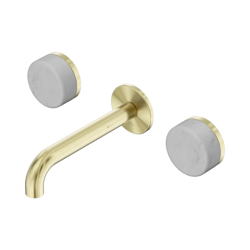 Serenity Wall Basin Set 160mm Spout with Carrara Handle Brushed Gold [309281]