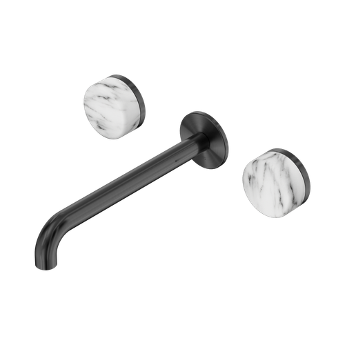 Serenity Wall Basin Set 220mm Spout with Arabescato Corchia Handle Gunmetal [309304]