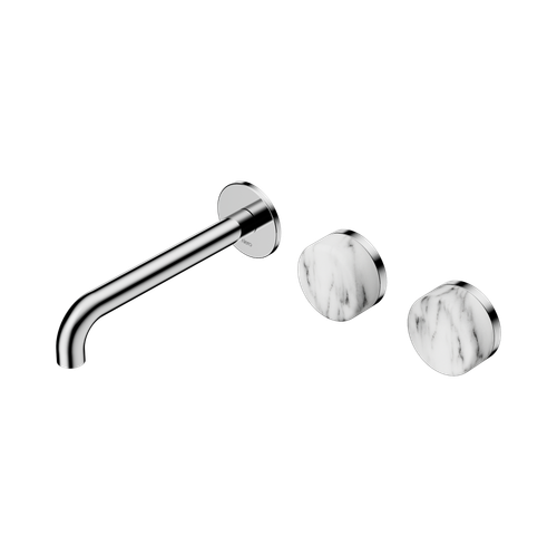 Serenity Wall Basin Set 185mm Offset Spout with Arabescato Corchia Handle Chrome [309300]