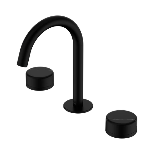 Serenity Basin Set Arc Spout with Marquina Black Handle Matte Black [309330]