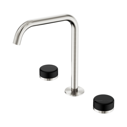 Serenity Bath or Kitchen Set Edge Spout with Marquina Black Handle Brushed Nickel [309305]