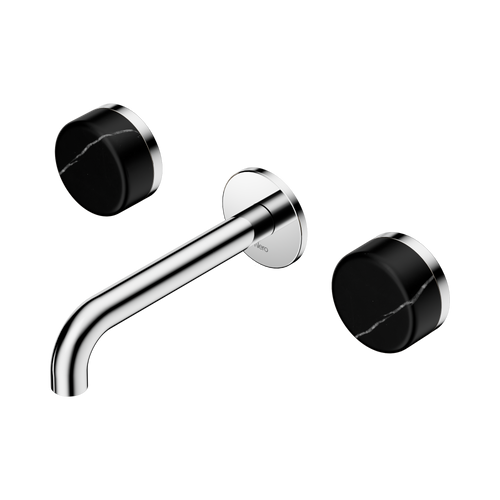 Serenity Wall Basin Set 160mm Spout with Marquina Black Handle Chrome [309307]