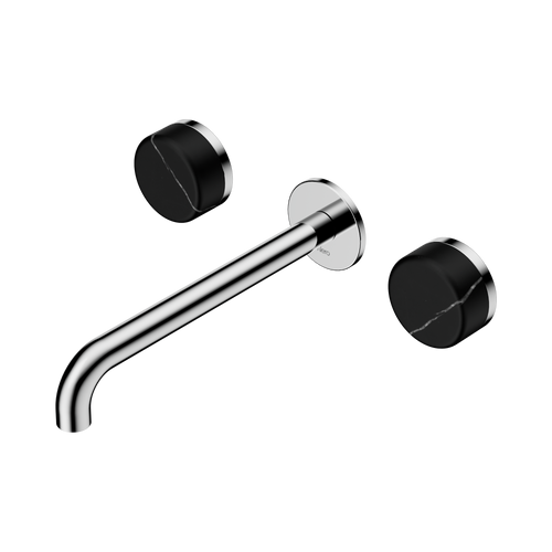 Serenity Wall Basin Set 220mm Spout with Marquina Black Handle Chrome [309325]