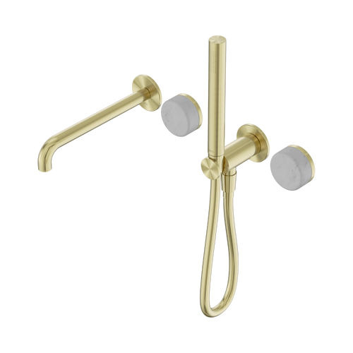 Serenity Progressive Shower System with Spout with Carrara Handle and Slim Shower Brushed Gold [309436]